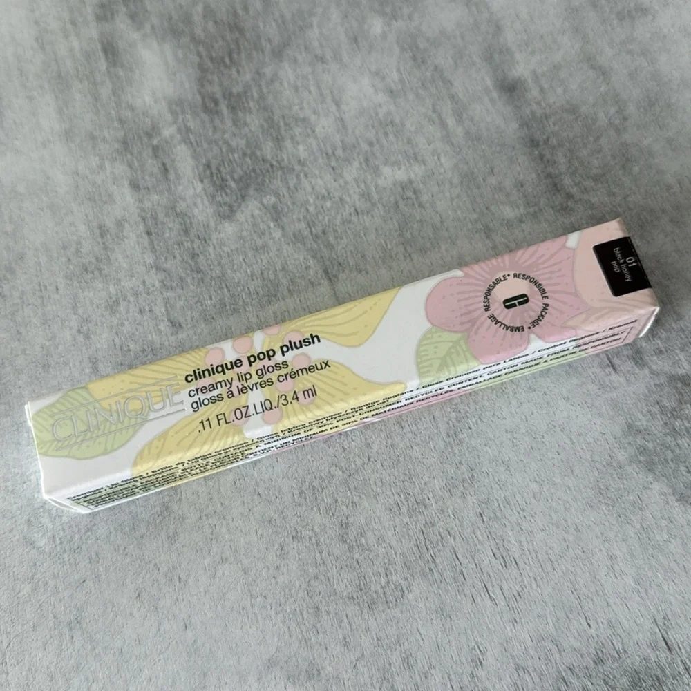 Clinique Pop Plush Creamy Lip Gloss 01 Black Honey Pop  .11 fl. oz.